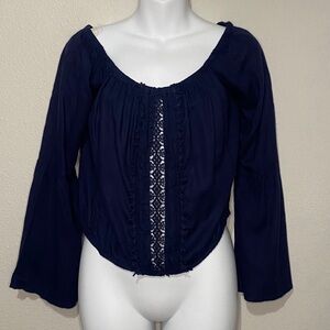 Rue 21 Blue Boho Cropped Top Women’s Size Small